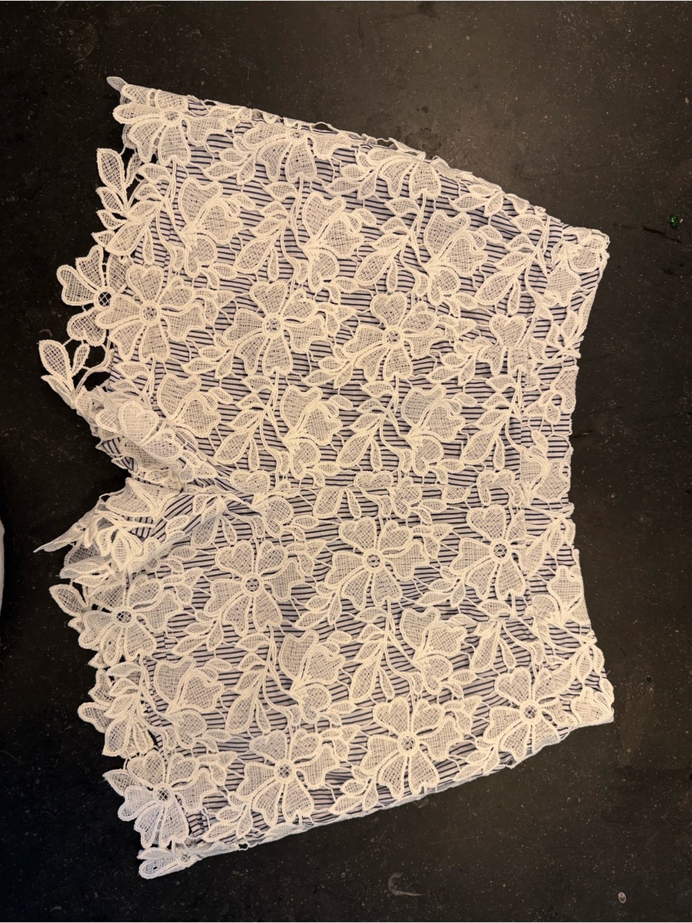 Adiva White Floral Lace High Waist Shorts